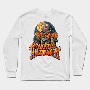 Scary Scarecrow Spooky Halloween Simple Costume Gift Long Sleeve T-Shirt